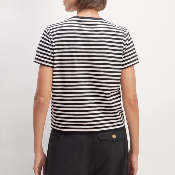 Everlane Box Cut Stripe Tee- Navy/white stripe- size small - Picture 3 of 5